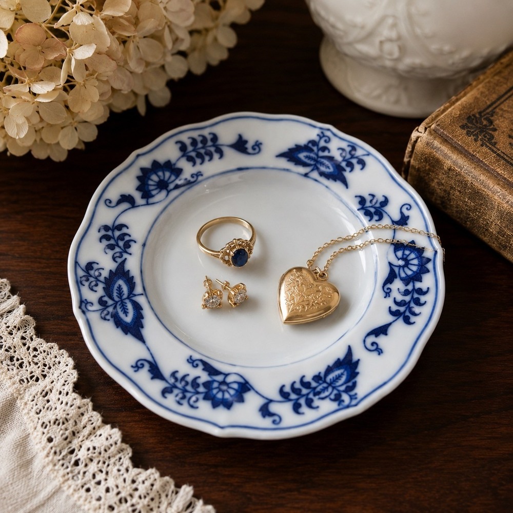 Vintage Blue Danube Blue Onion Bread Butter Plate Floral Chinoiserie‎ Trinket
